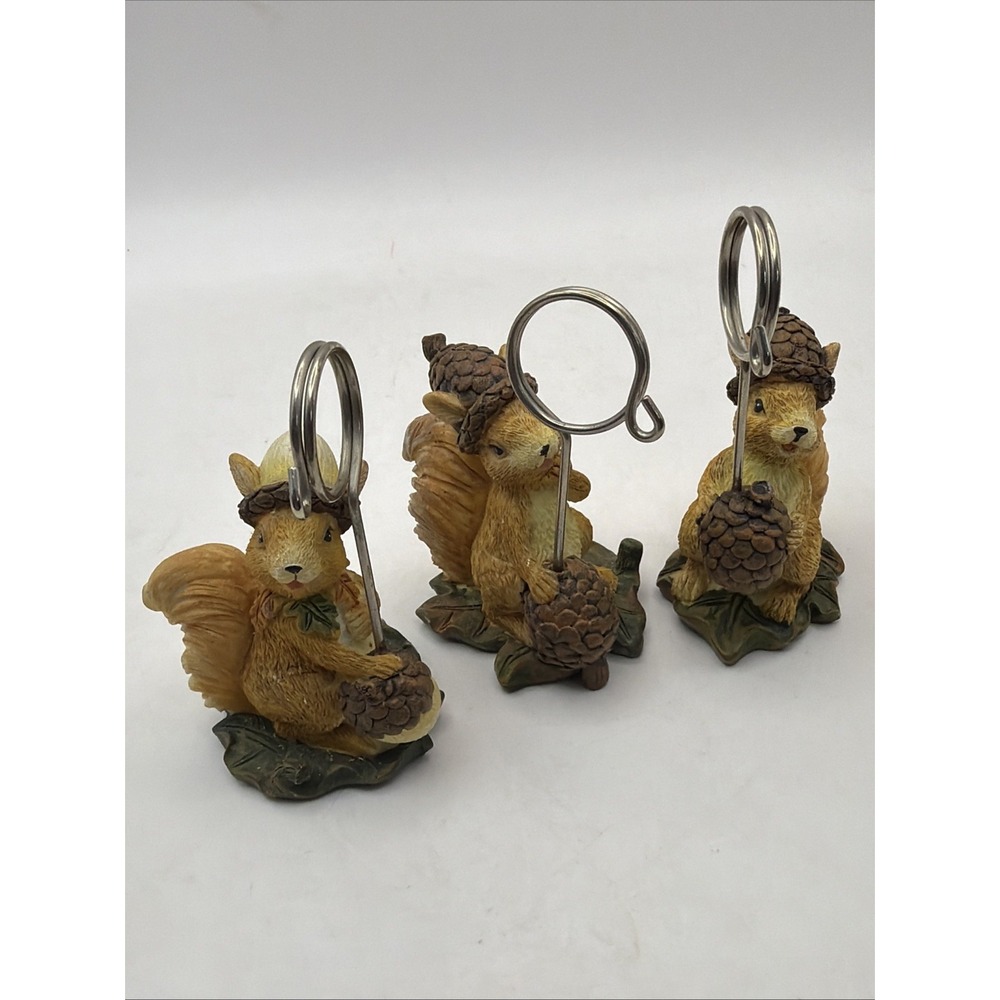 3 Ganz Squirrel Place Card Holders Resin Business Table Decor Vintage
